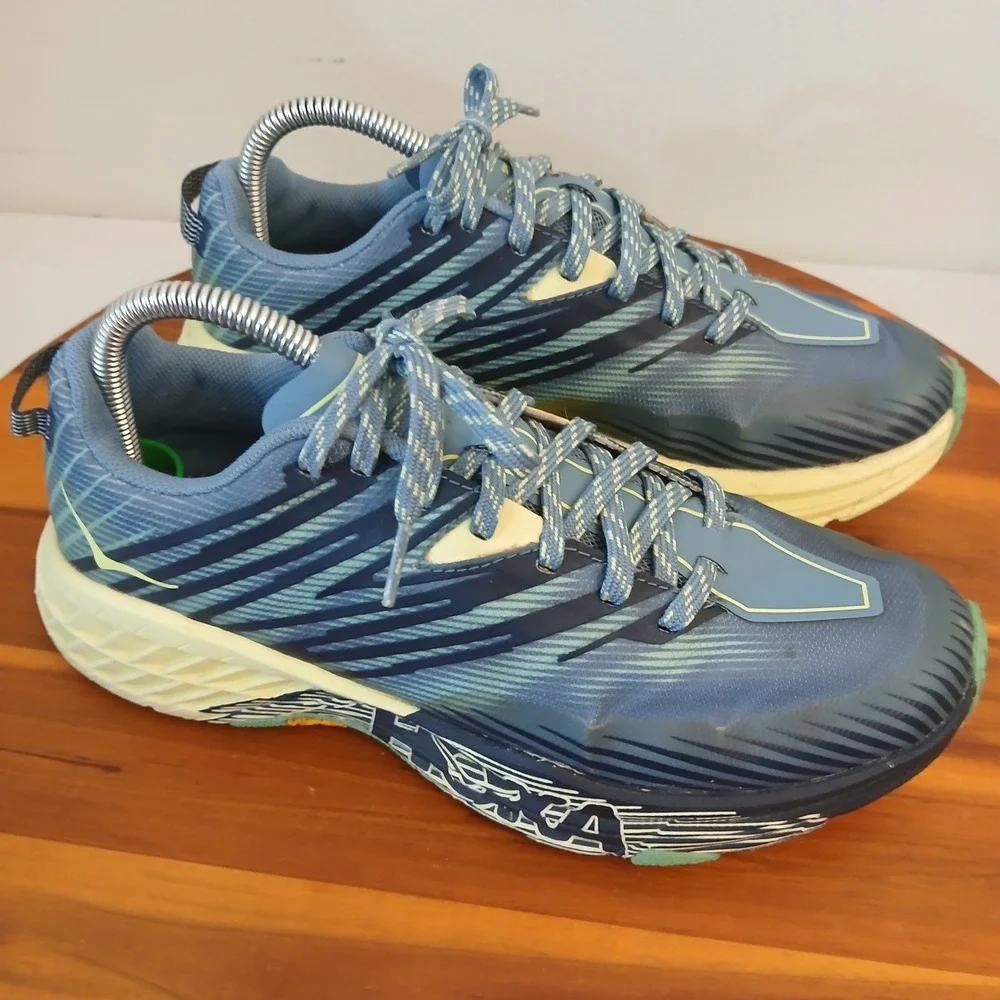 Hoka Speedgoat 4 Wide Womens 8 Blue Running Shoes Sneakers 1106529 PBLG